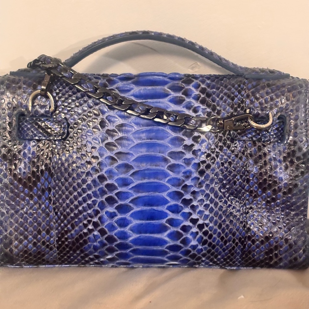 BYRON New York Genuine Python & Leather Crossbody Top Handle Bag - Picture 4 of 10